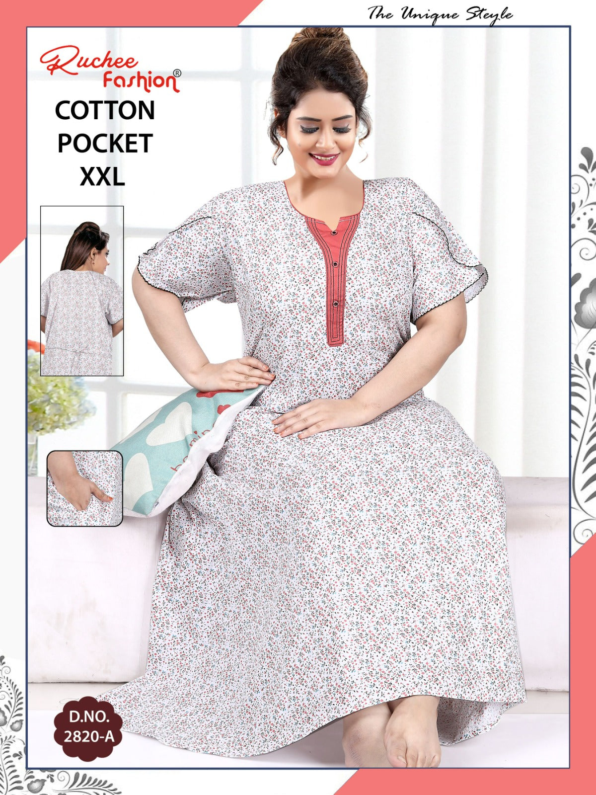 2Xl Size 230325 Ruchee Fashion Cotton Night Gowns Manufacturer Gujarat