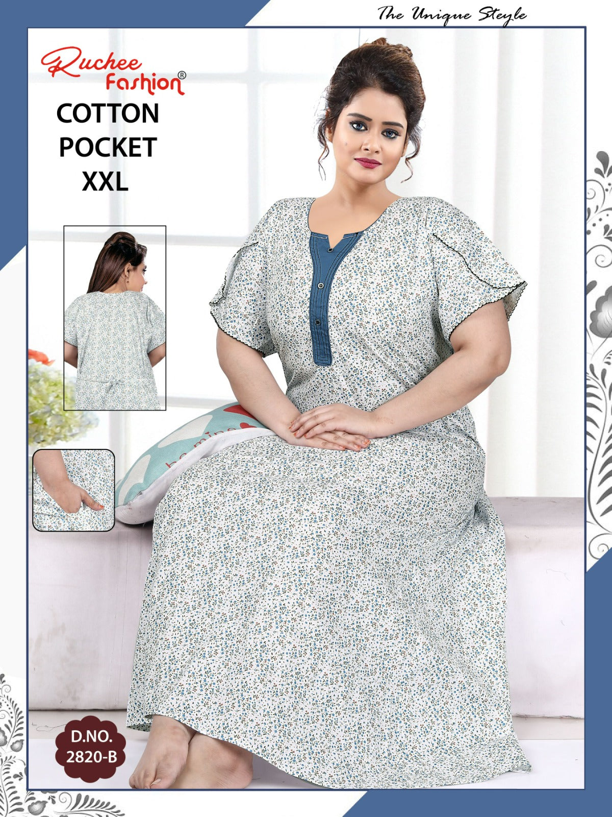 2Xl Size 230325 Ruchee Fashion Cotton Night Gowns Manufacturer Gujarat