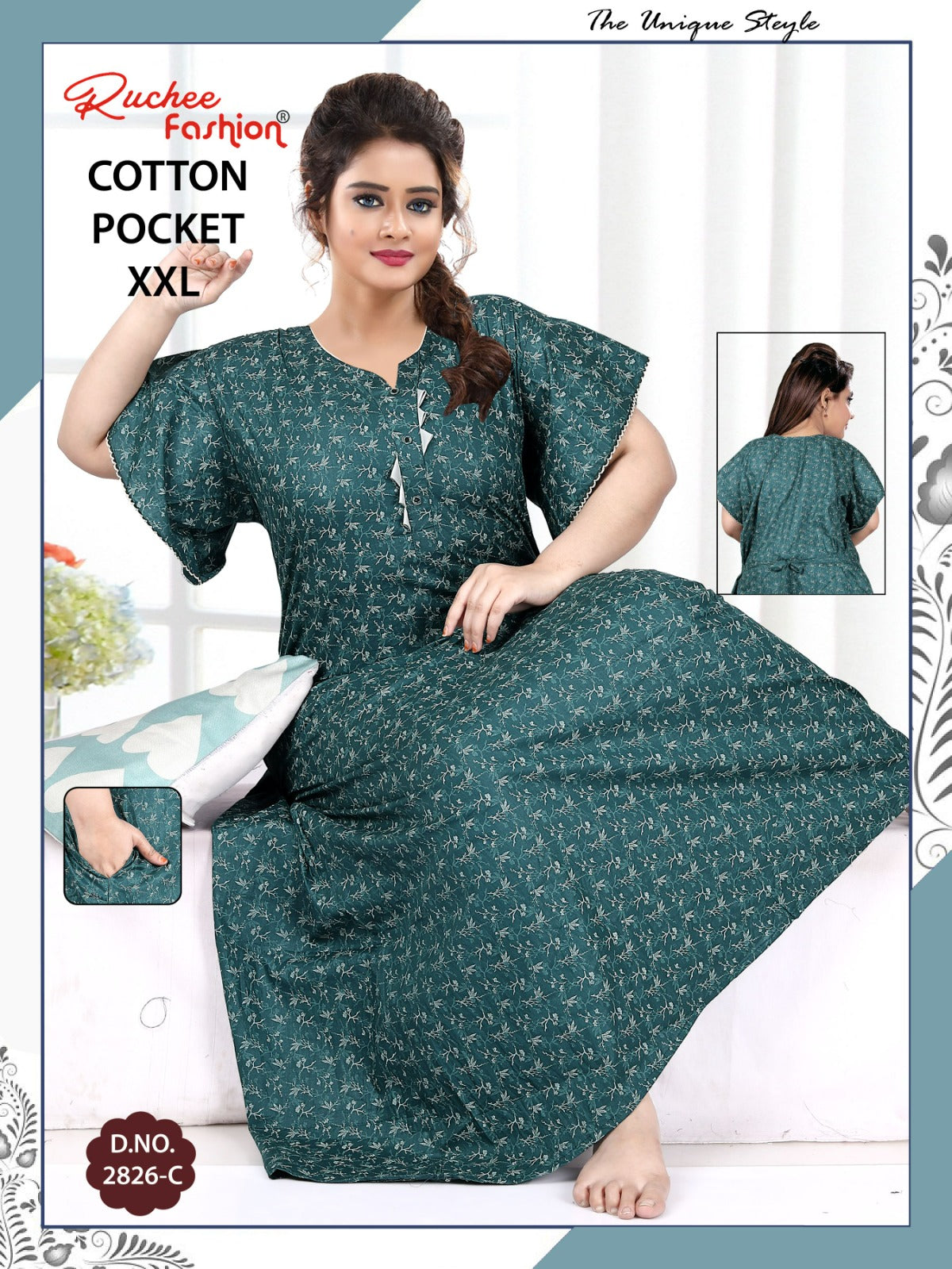 2Xl Size 230325 Ruchee Fashion Cotton Night Gowns Manufacturer Gujarat
