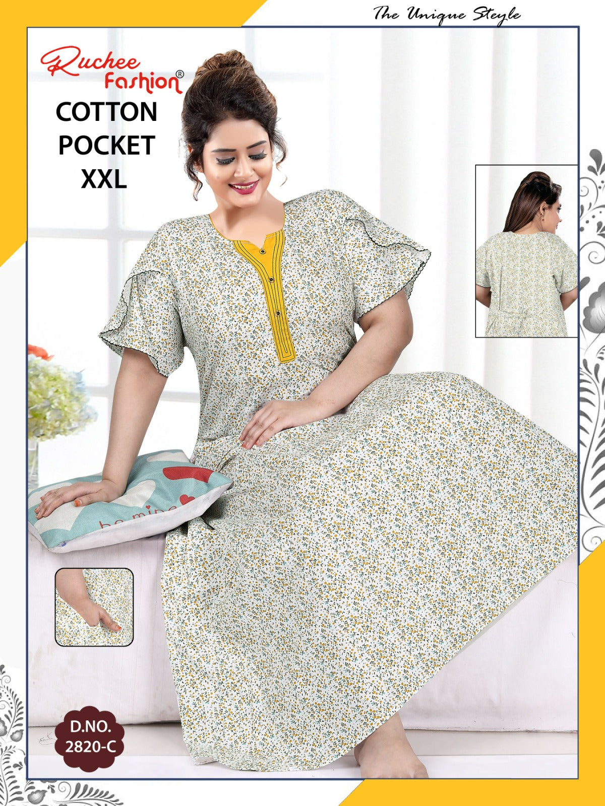 2Xl Size 230325 Ruchee Fashion Cotton Night Gowns Manufacturer Gujarat