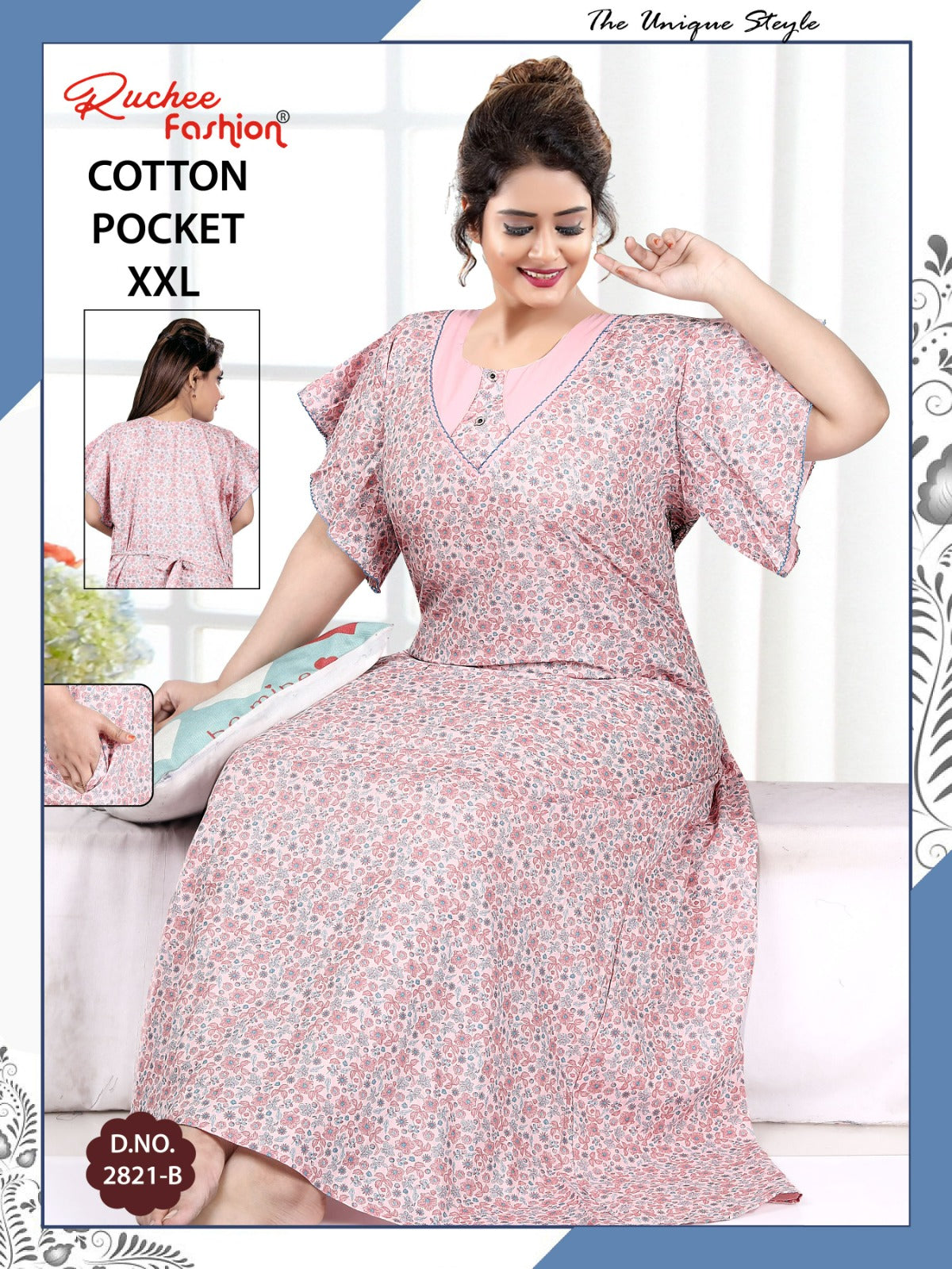 2Xl Size 230325 Ruchee Fashion Cotton Night Gowns Manufacturer Gujarat