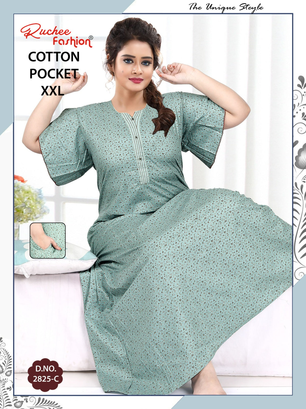 2Xl Size 230325 Ruchee Fashion Cotton Night Gowns Manufacturer Gujarat