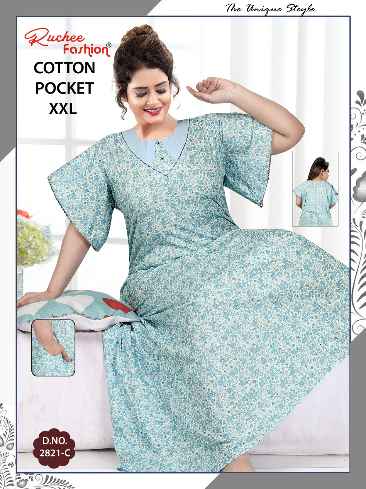 2Xl Size 230325 Ruchee Fashion Cotton Night Gowns Manufacturer Gujarat