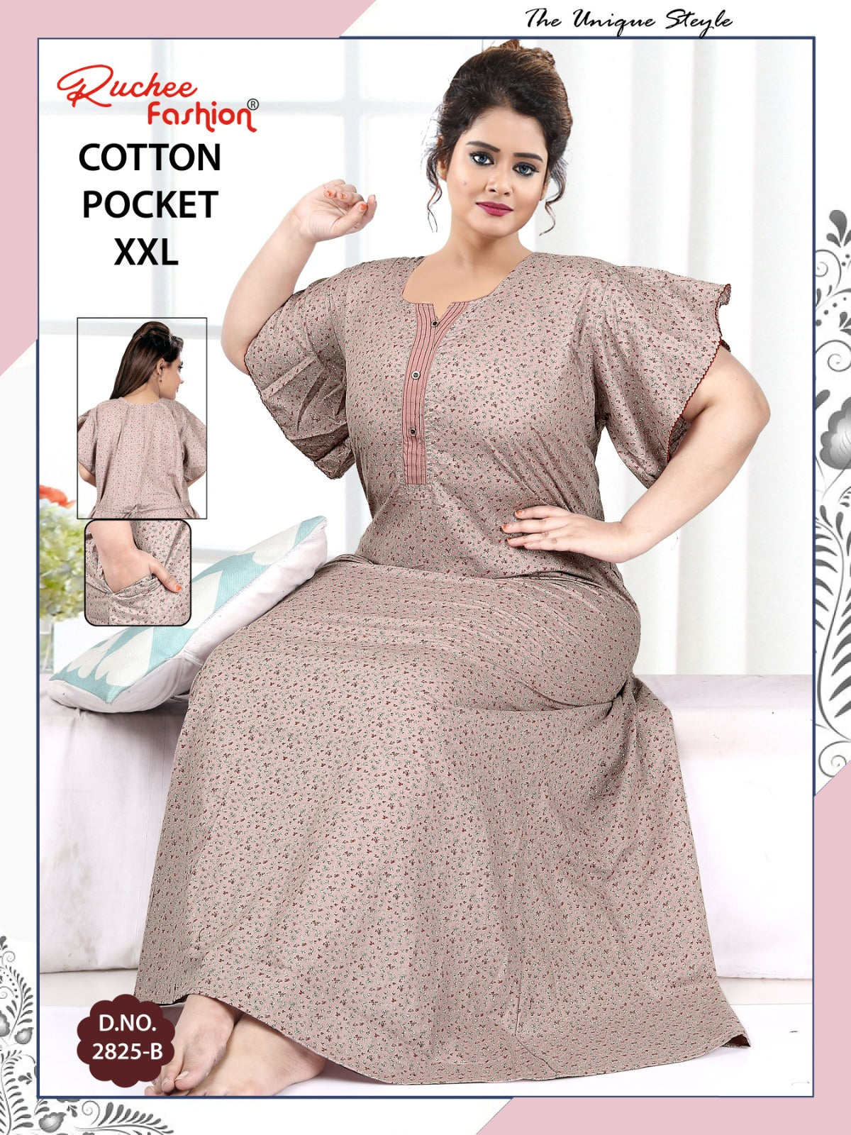 2Xl Size 230325 Ruchee Fashion Cotton Night Gowns Manufacturer Gujarat