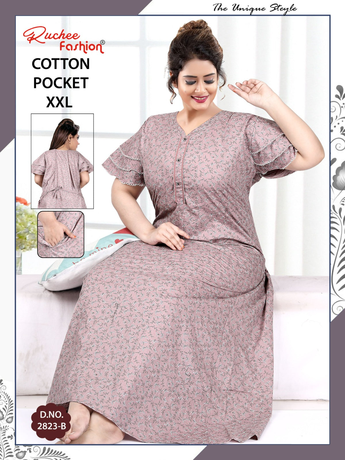 2Xl Size 230325 Ruchee Fashion Cotton Night Gowns Manufacturer Gujarat