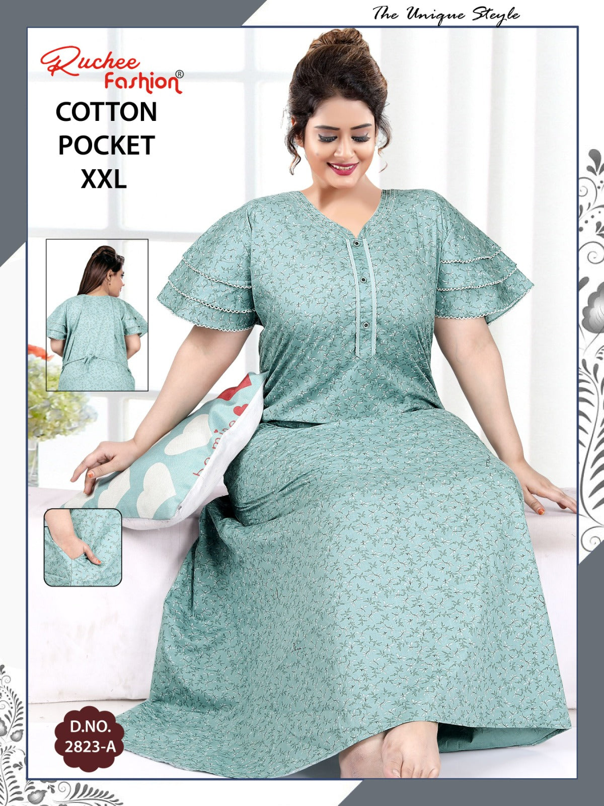 2Xl Size 230325 Ruchee Fashion Cotton Night Gowns Manufacturer Gujarat