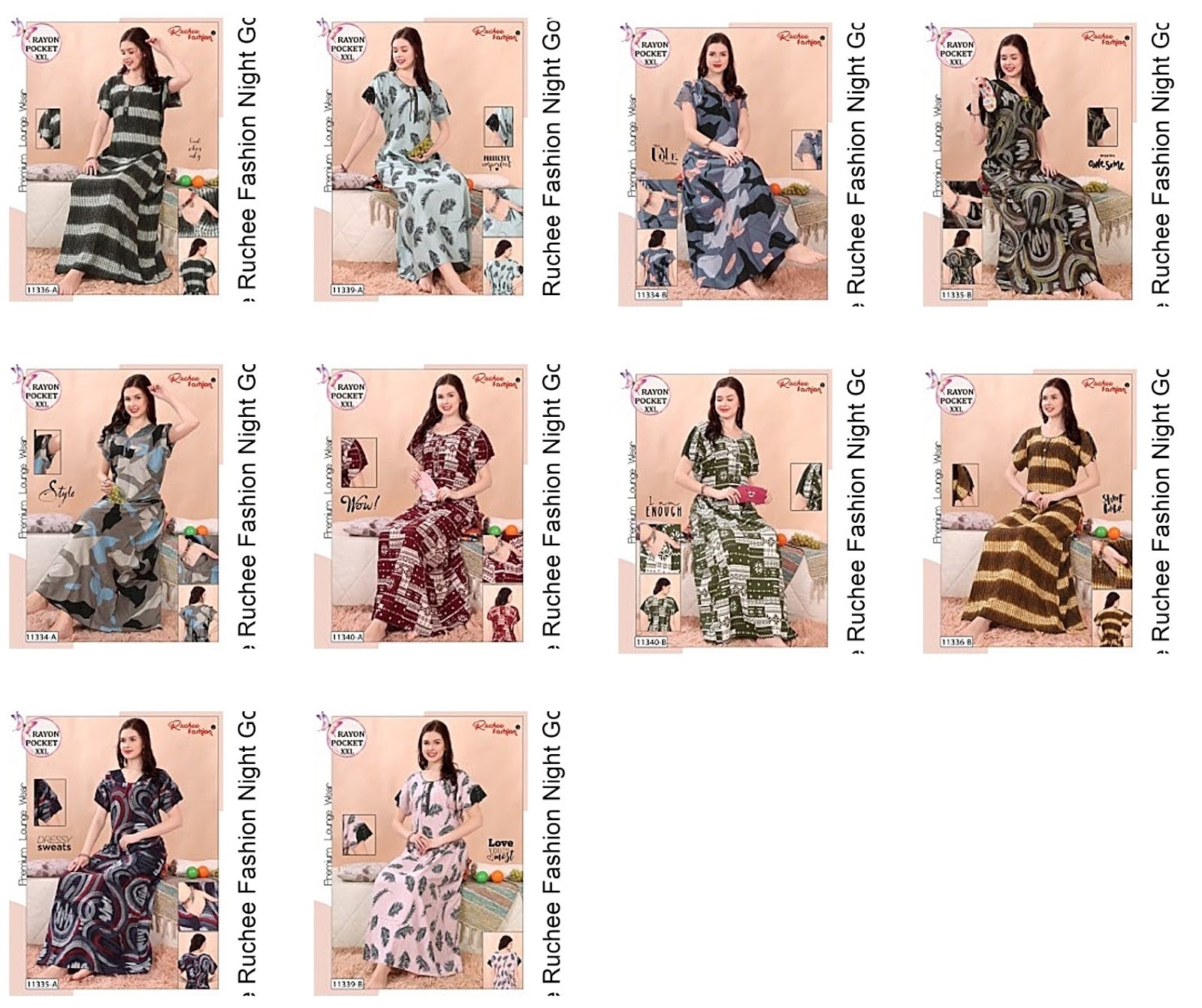 2Xl Size Ruchee Fashion Night Gowns Wholesale Price