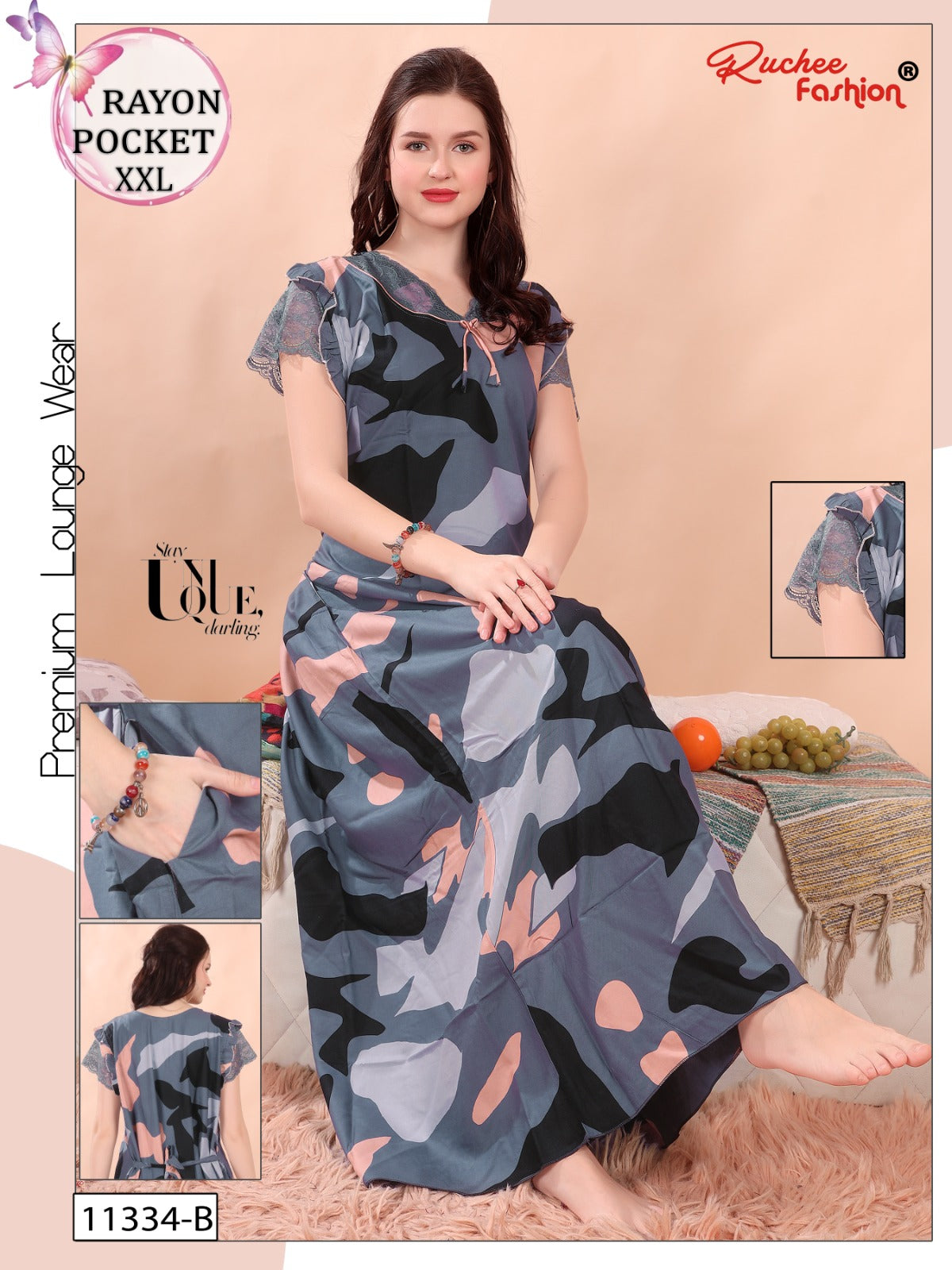 2Xl Size Ruchee Fashion Night Gowns Wholesale Price