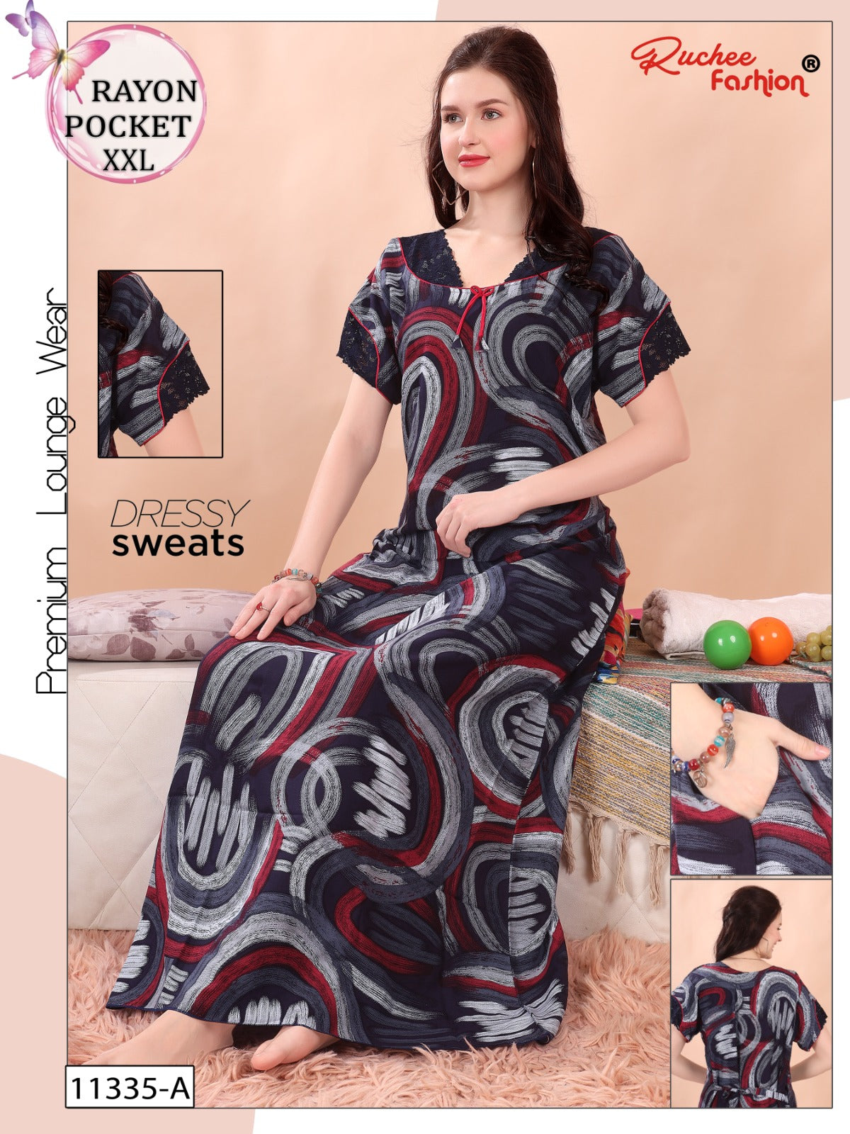 2Xl Size Ruchee Fashion Night Gowns Wholesale Price