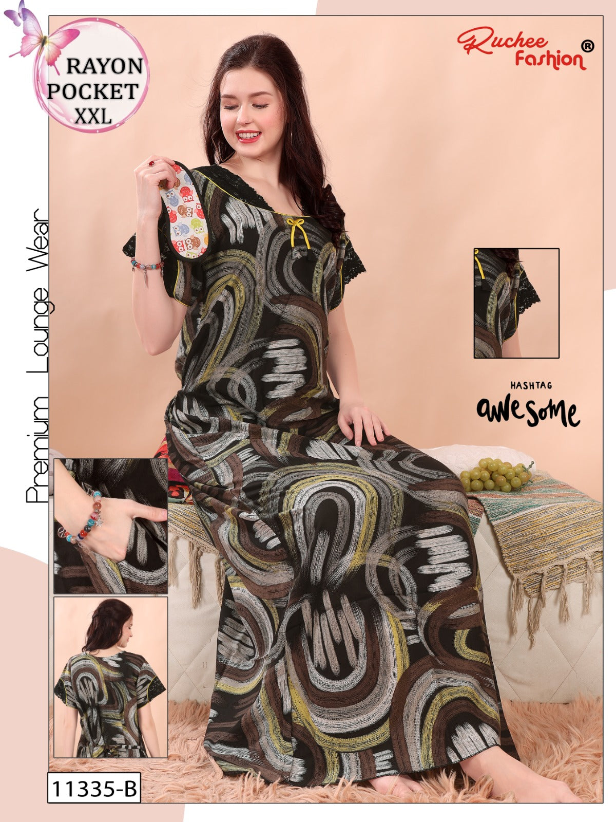 2Xl Size Ruchee Fashion Night Gowns Wholesale Price