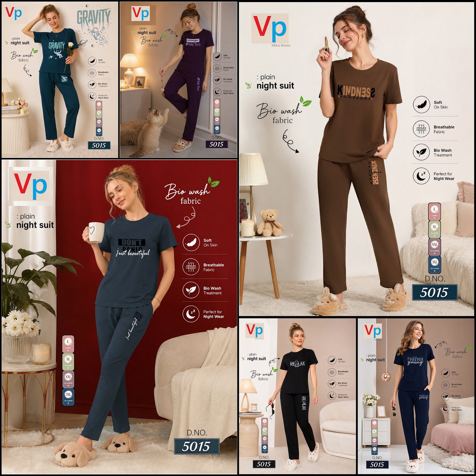 300626 Dno 5015 Vp Hosiery Cotton Pyjama Night Suits Manufacturer India