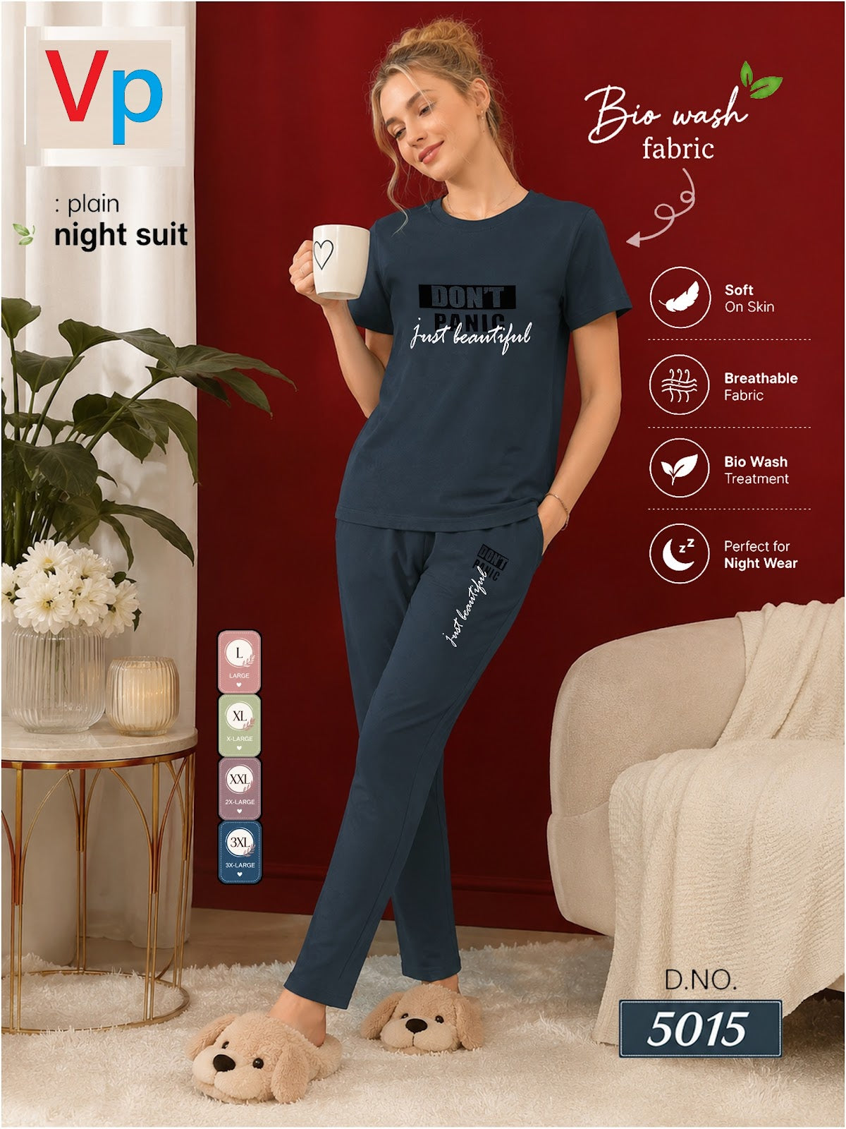 300626 Dno 5015 Vp Hosiery Cotton Pyjama Night Suits Manufacturer India