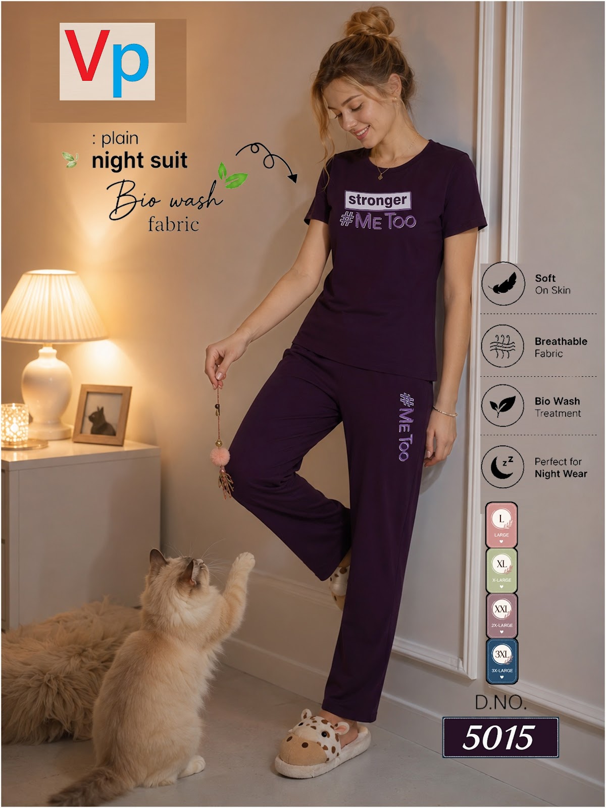 300626 Dno 5015 Vp Hosiery Cotton Pyjama Night Suits Manufacturer India
