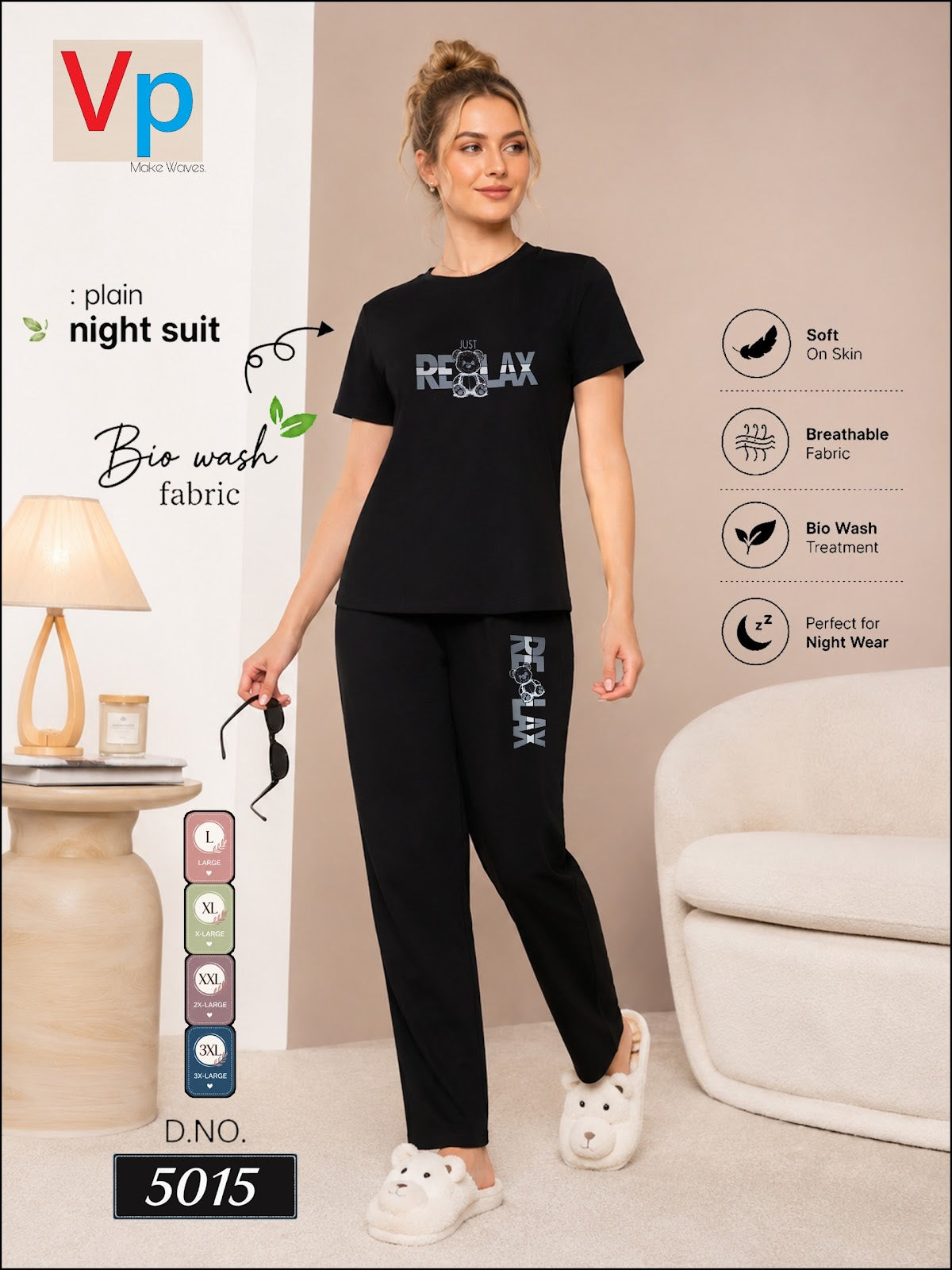 300626 Dno 5015 Vp Hosiery Cotton Pyjama Night Suits Manufacturer India