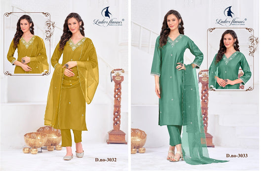 3032-3033 Ladies Flavour Roman Readymade Pant Style Suits