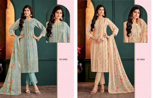 3055-3056 Ladies Flavour Linen Cotton Readymade Pant Style Suits Wholesaler