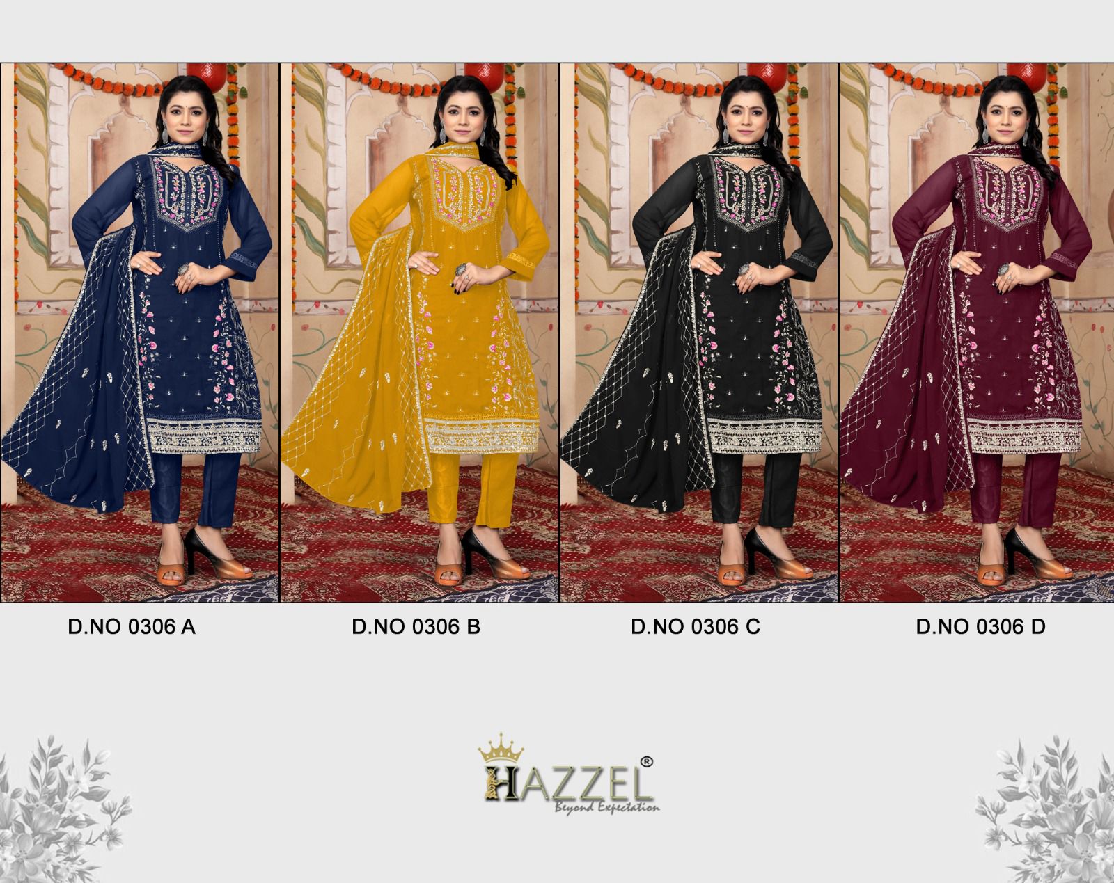 306Abcd Hazzel Blooming Pakistani Salwar Suits Manufacturer Gujarat