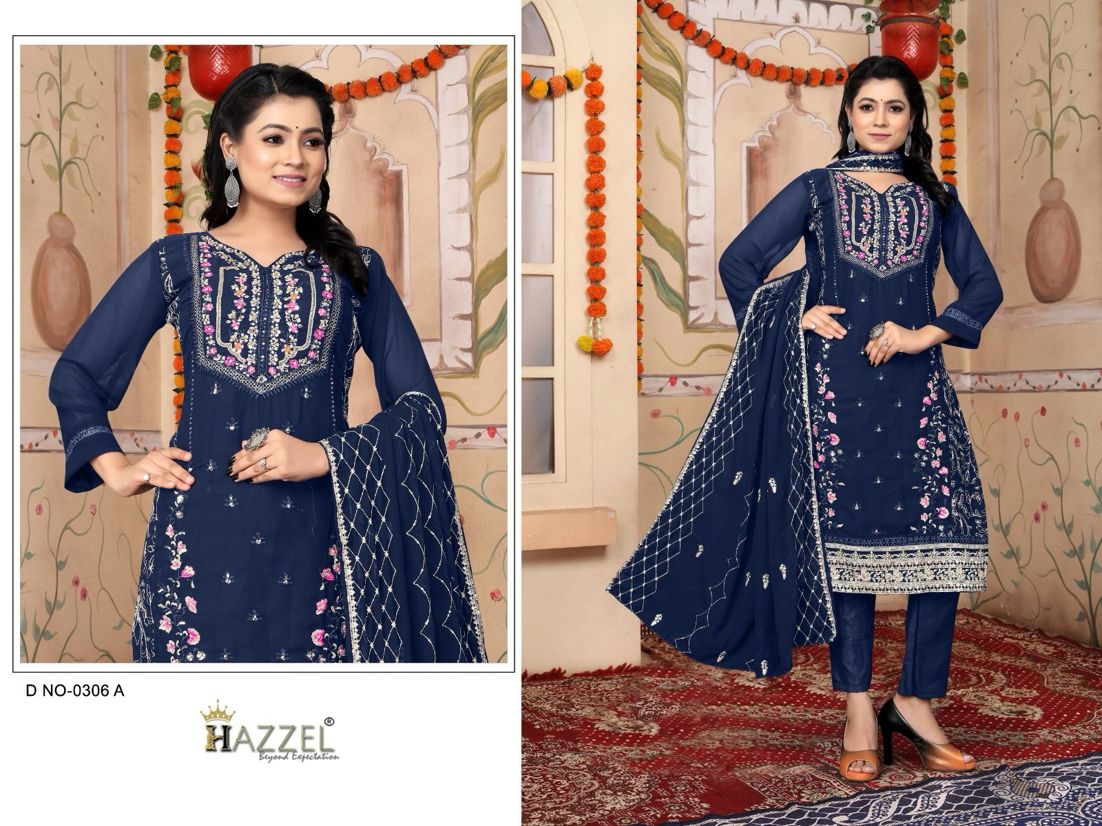 306Abcd Hazzel Blooming Pakistani Salwar Suits Manufacturer Gujarat