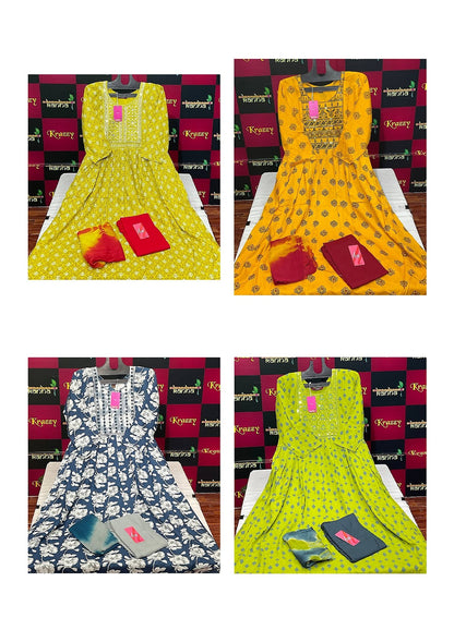 310125 Queen Feeding Kanha Reyon Readymade Pant Style Suits Wholesaler India