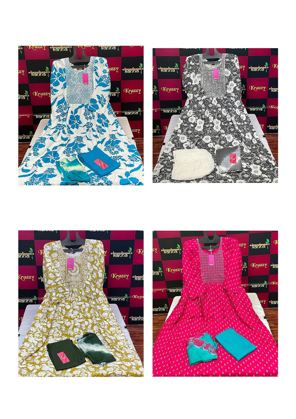 310125 Queen Feeding Kanha Reyon Readymade Pant Style Suits Wholesaler India