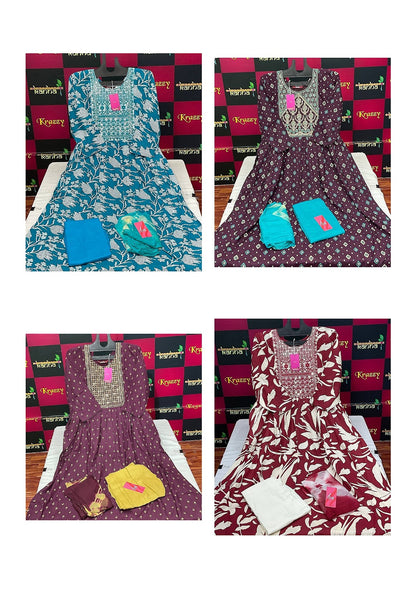 310125 Queen Feeding Kanha Reyon Readymade Pant Style Suits Wholesaler India