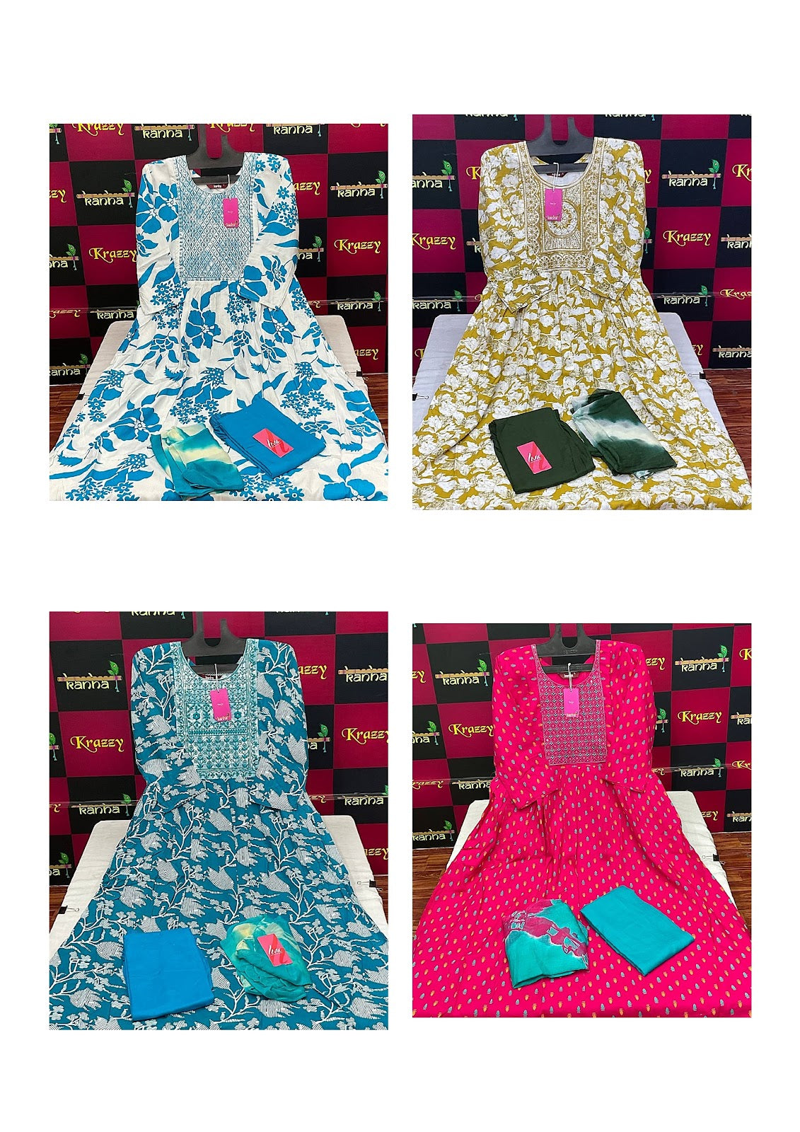 310125 Queen Feeding Kanha Reyon Readymade Pant Style Suits Wholesaler India