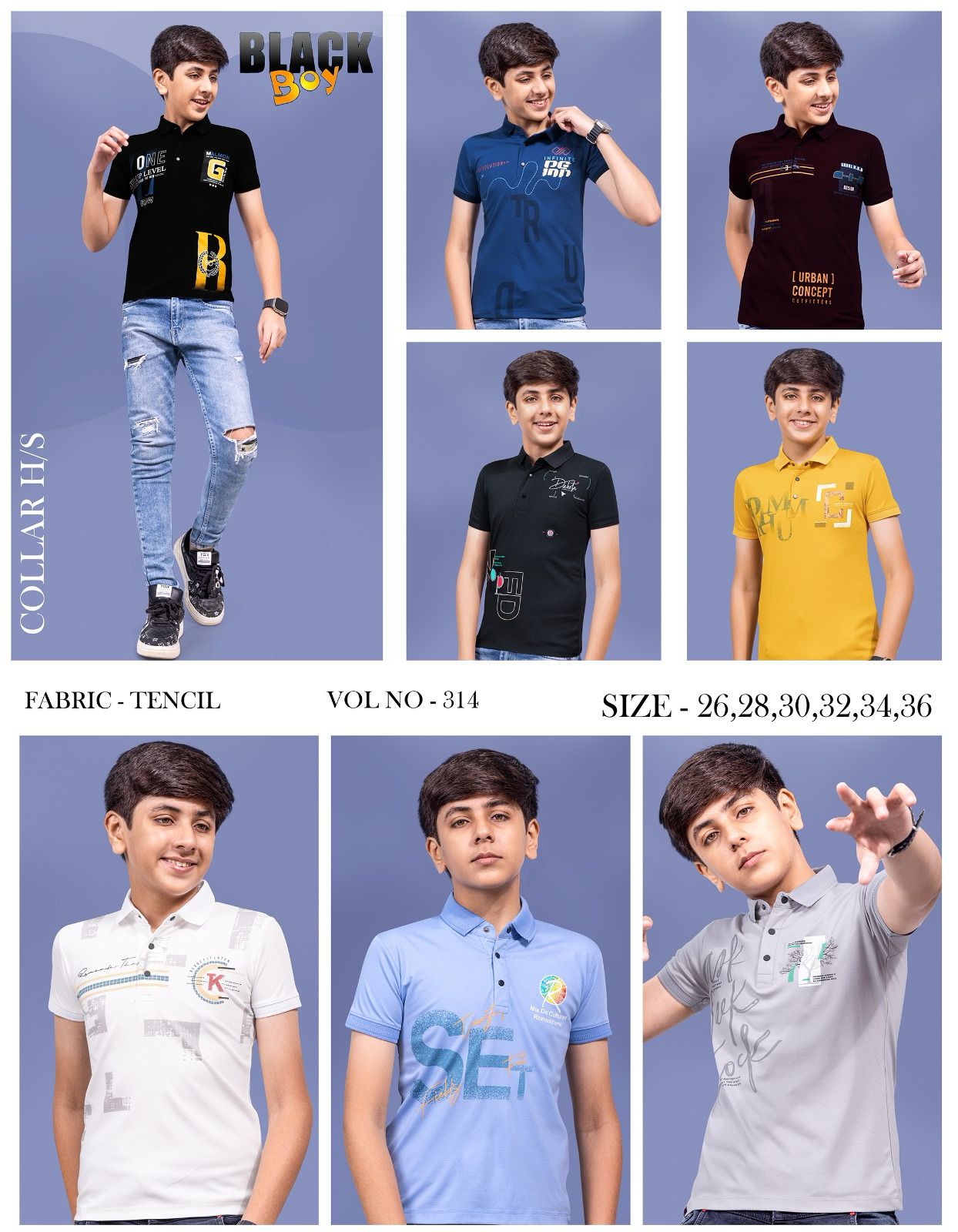 314 Black Boy Tencil Lycra Boys Tshirt Supplier Gujarat