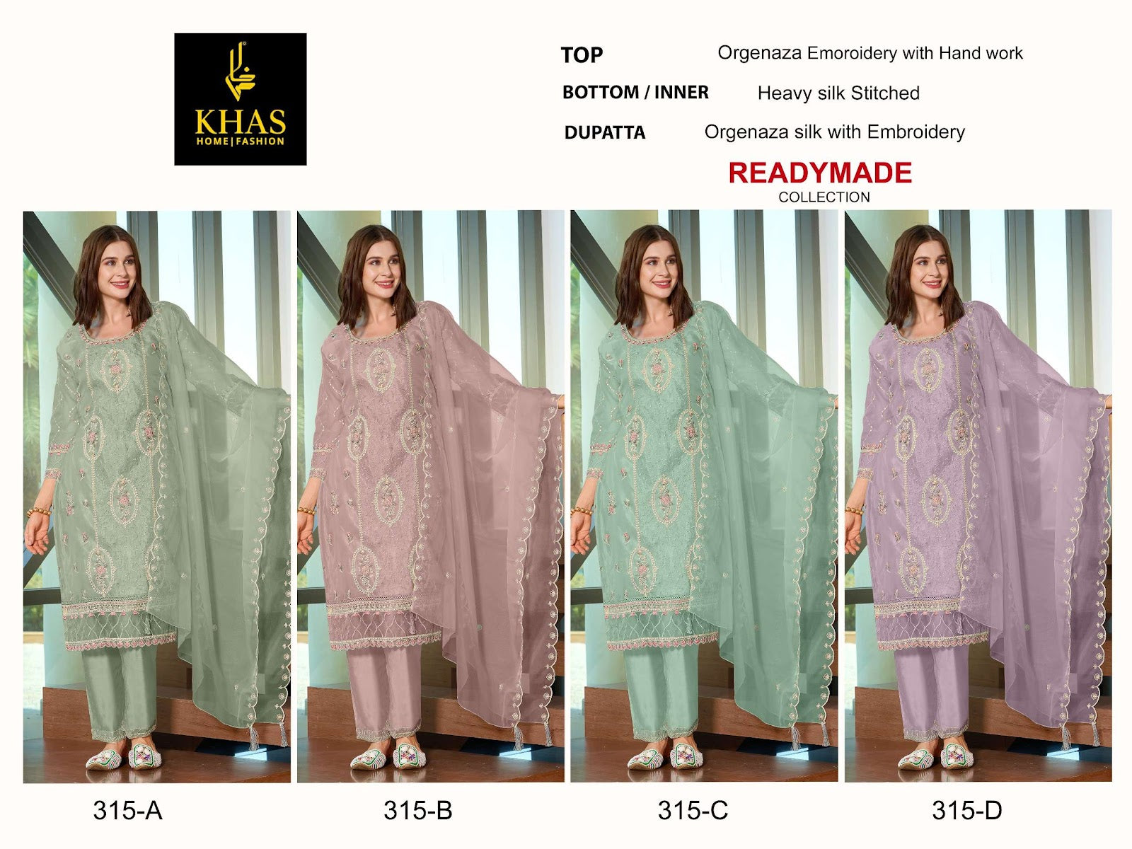 315 Khas Organza Pakistani Readymade Suits Manufacturer Gujarat