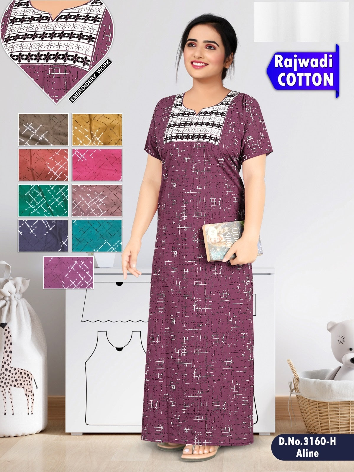 3160 Wld Cotton Night Gowns Exporter India