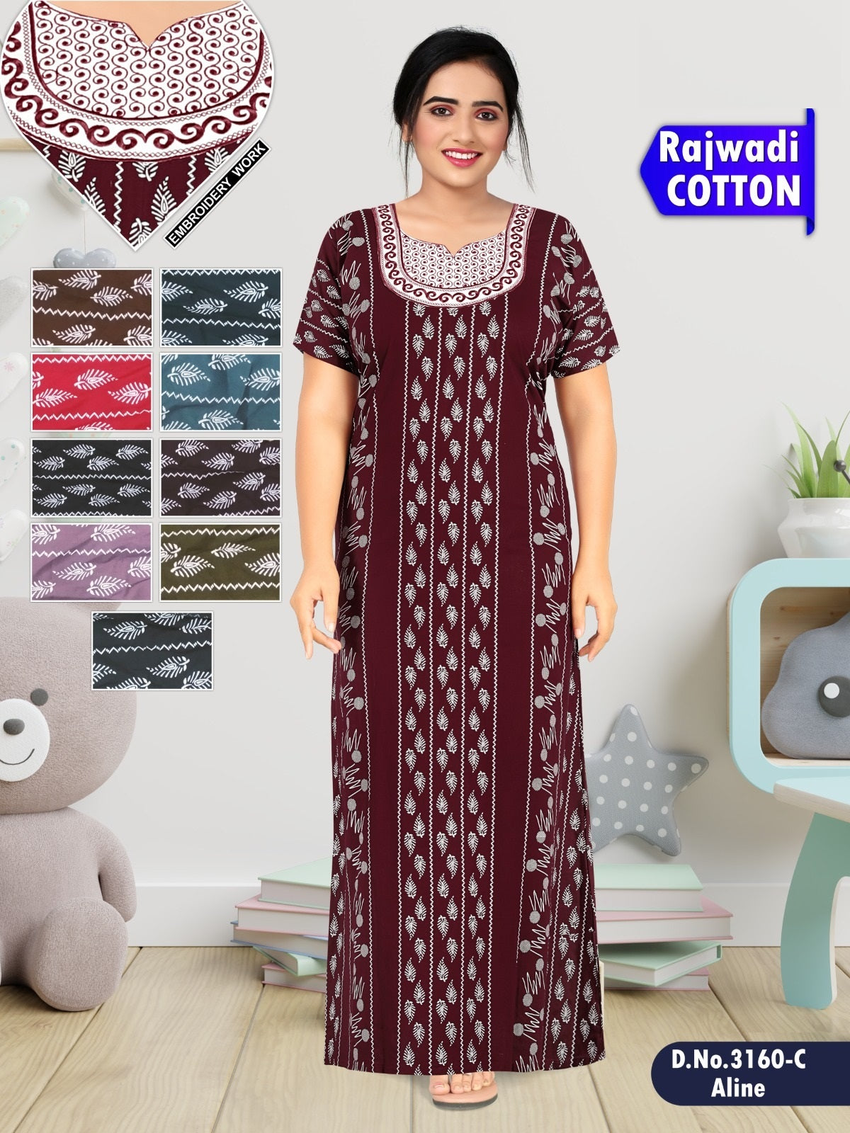 3160 Wld Cotton Night Gowns Exporter India