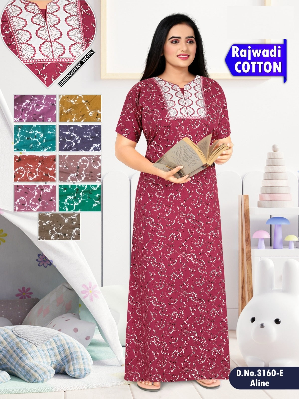 3160 Wld Cotton Night Gowns Exporter India