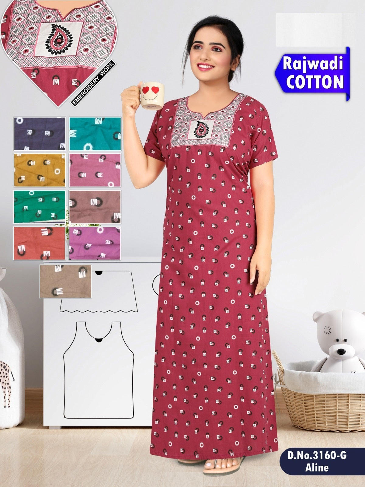 3160 Wld Cotton Night Gowns Exporter India