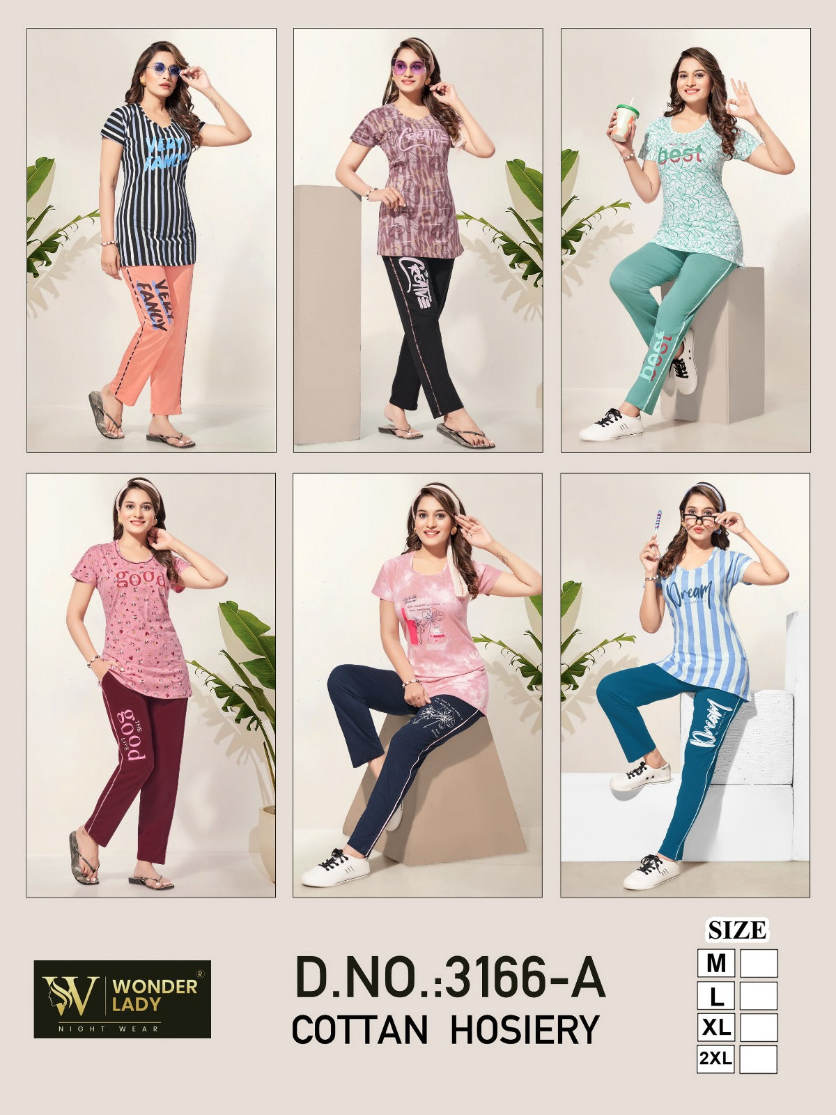 3166 A Wld Hosiery Cotton Pyjama Night Suits Wholesale Price