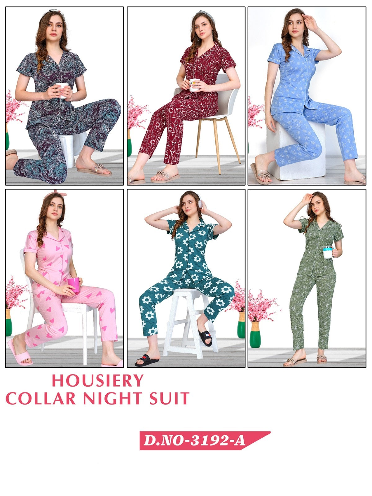 3192 A Wld Hosiery Collar Night Suits Supplier Ahmedabad