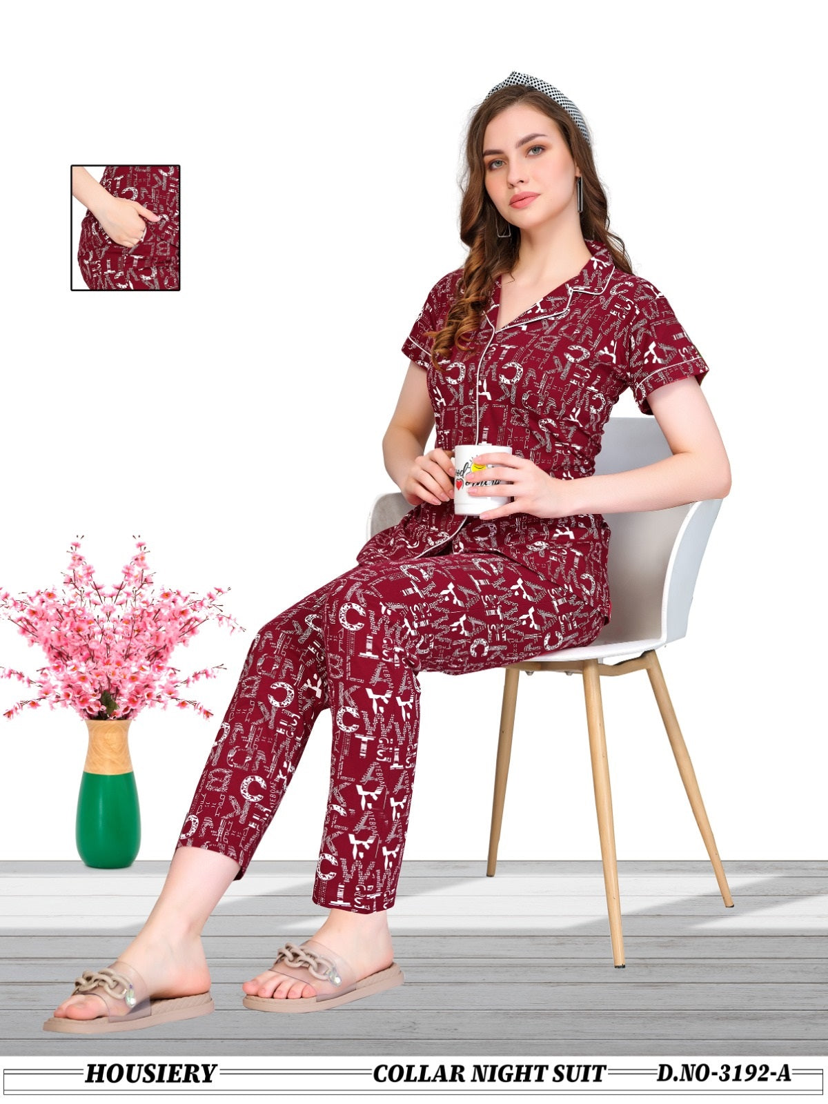 3192 A Wld Hosiery Collar Night Suits Supplier Ahmedabad