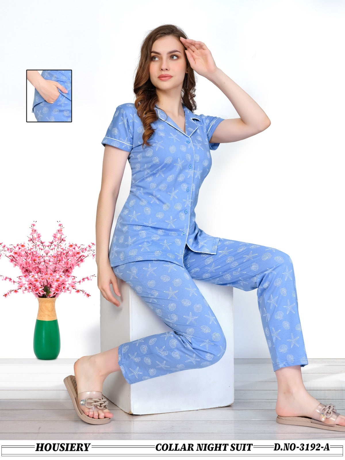 3192 A Wld Hosiery Collar Night Suits Supplier Ahmedabad