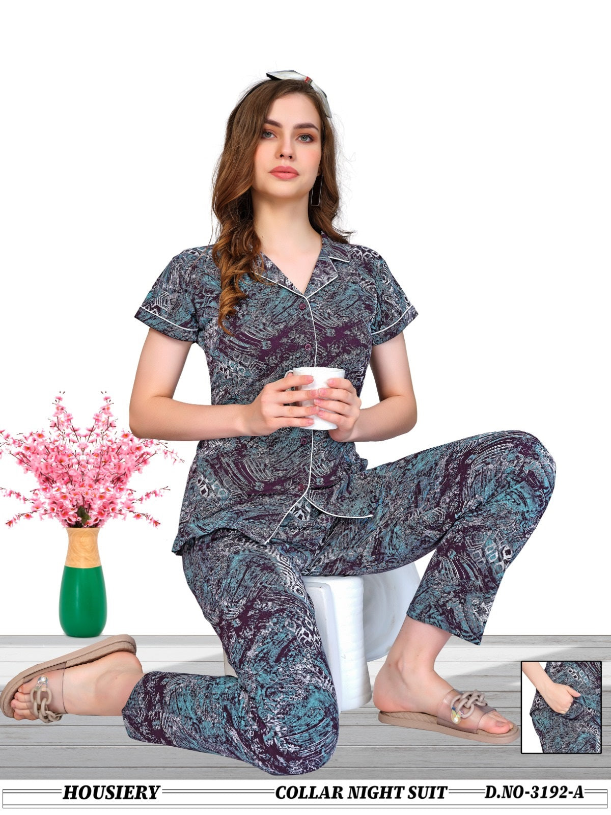 3192 A Wld Hosiery Collar Night Suits Supplier Ahmedabad