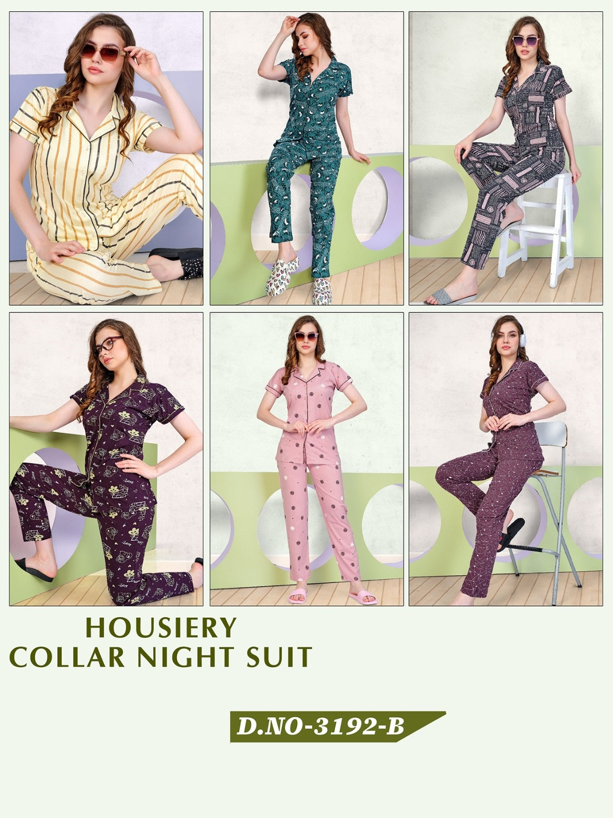3192 B Wld Hosiery Collar Night Suits Exporter Ahmedabad