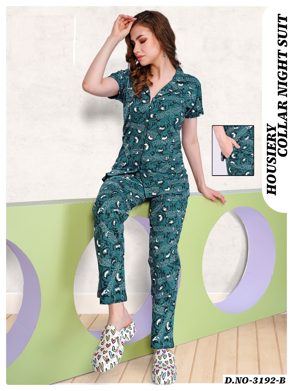 3192 B Wld Hosiery Collar Night Suits Exporter Ahmedabad