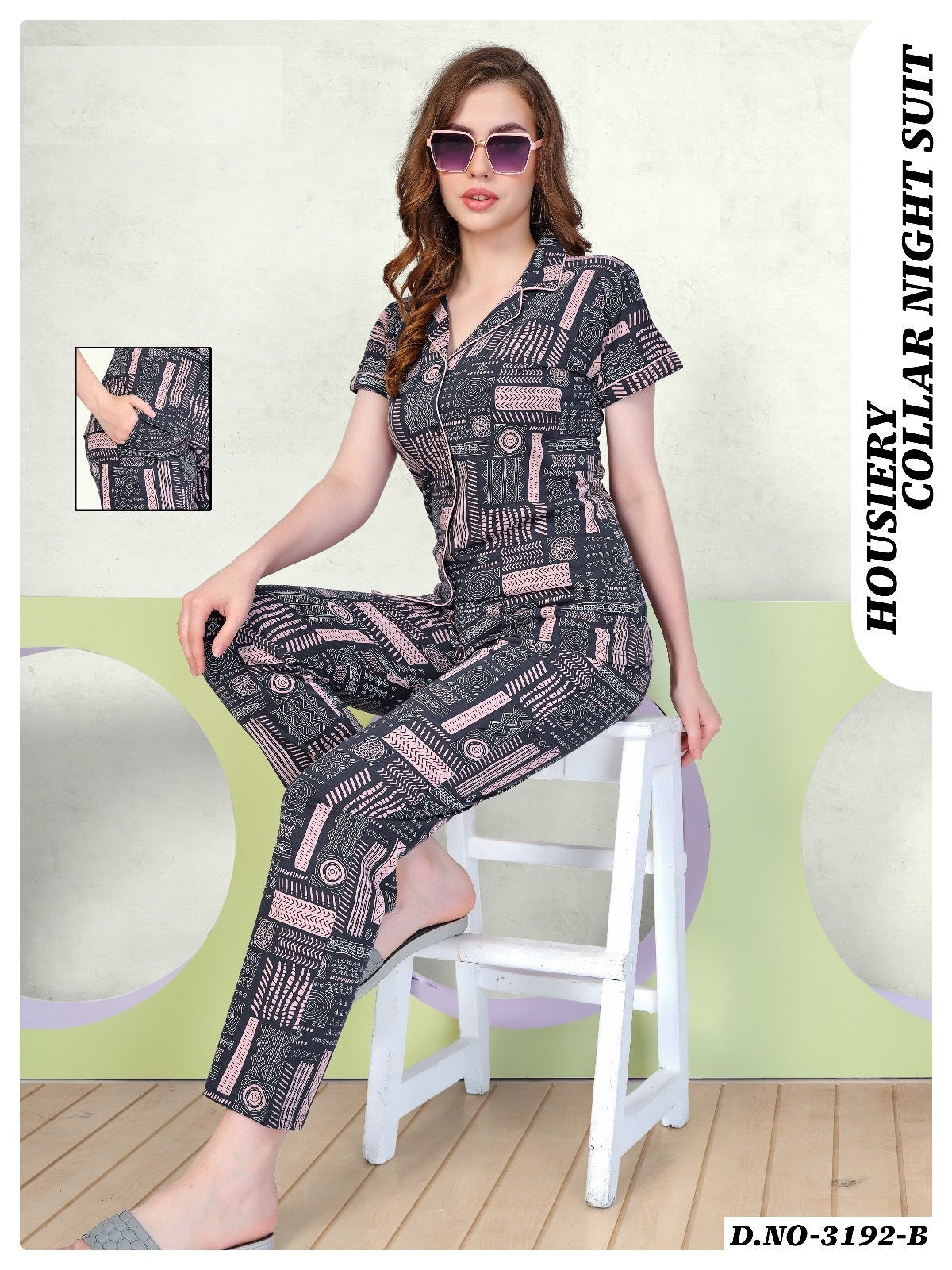 3192 B Wld Hosiery Collar Night Suits Exporter Ahmedabad