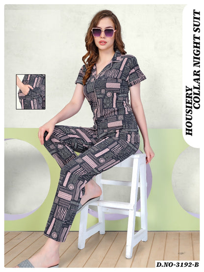 3192 B Wld Hosiery Collar Night Suits Exporter Ahmedabad
