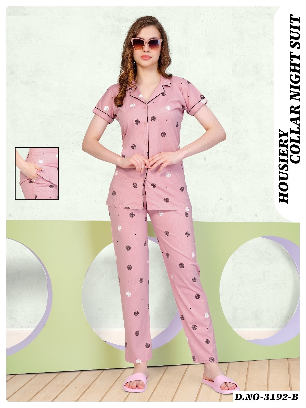 3192 B Wld Hosiery Collar Night Suits Exporter Ahmedabad