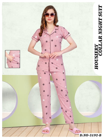 3192 B Wld Hosiery Collar Night Suits Exporter Ahmedabad