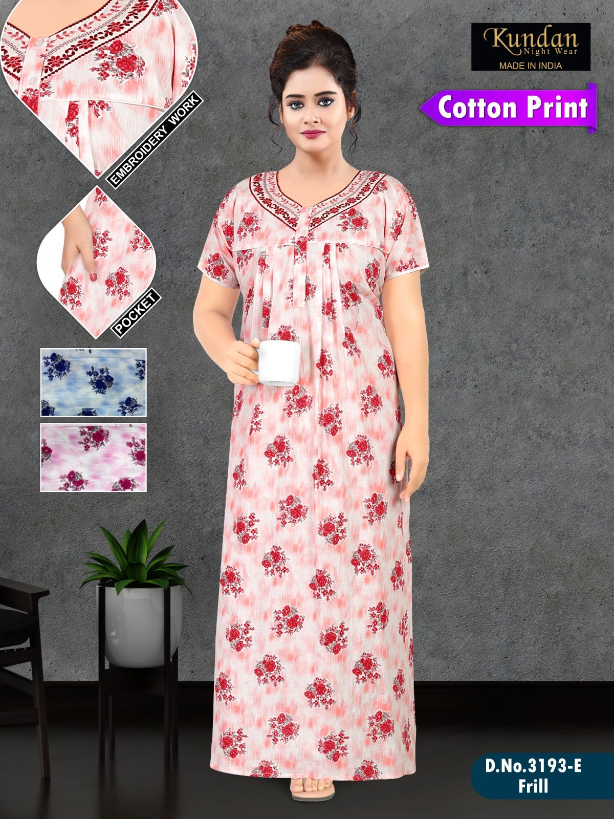 3193 Wld Cotton Night Gowns Manufacturer India