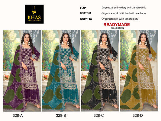 328 Abcd Khas Organza Pakistani Readymade Suits Exporter India