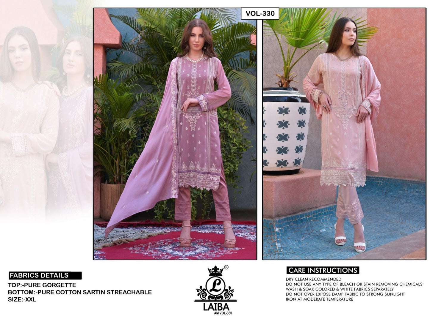 330 Laiba Georgette Pakistani Readymade Suits Wholesale Rate