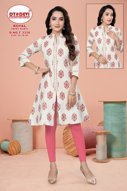 3336 Dt Devi Cotton A-Line Kurti Wholesaler Ahmedabad