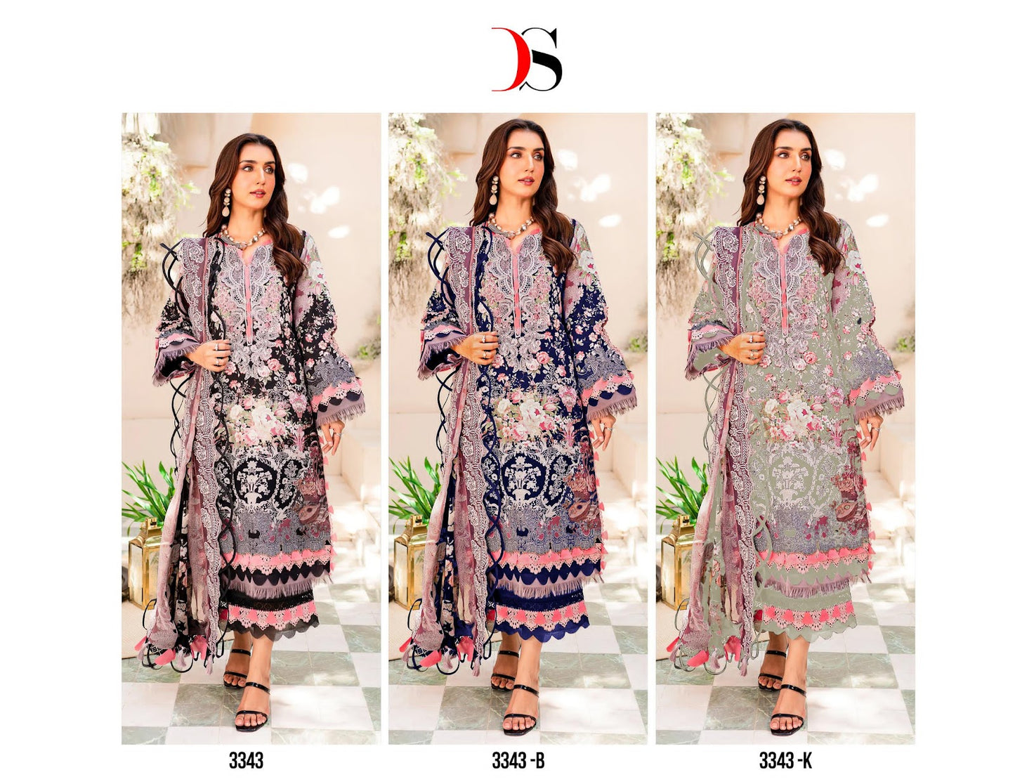 3343 Bk Deepsy Cotton Pakistani Patch Work Suits Wholesaler India