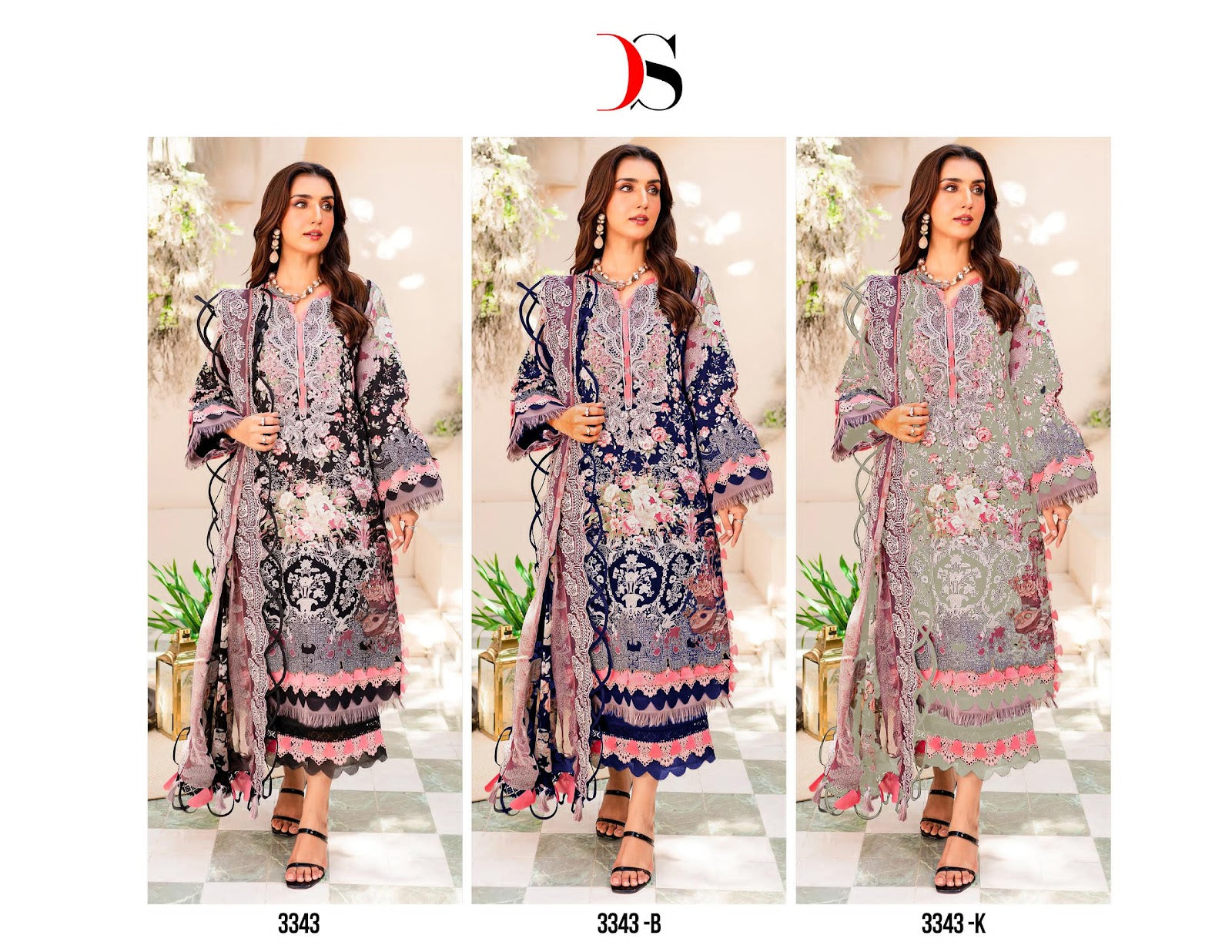 3343 Bk Deepsy Cotton Pakistani Patch Work Suits Wholesaler India