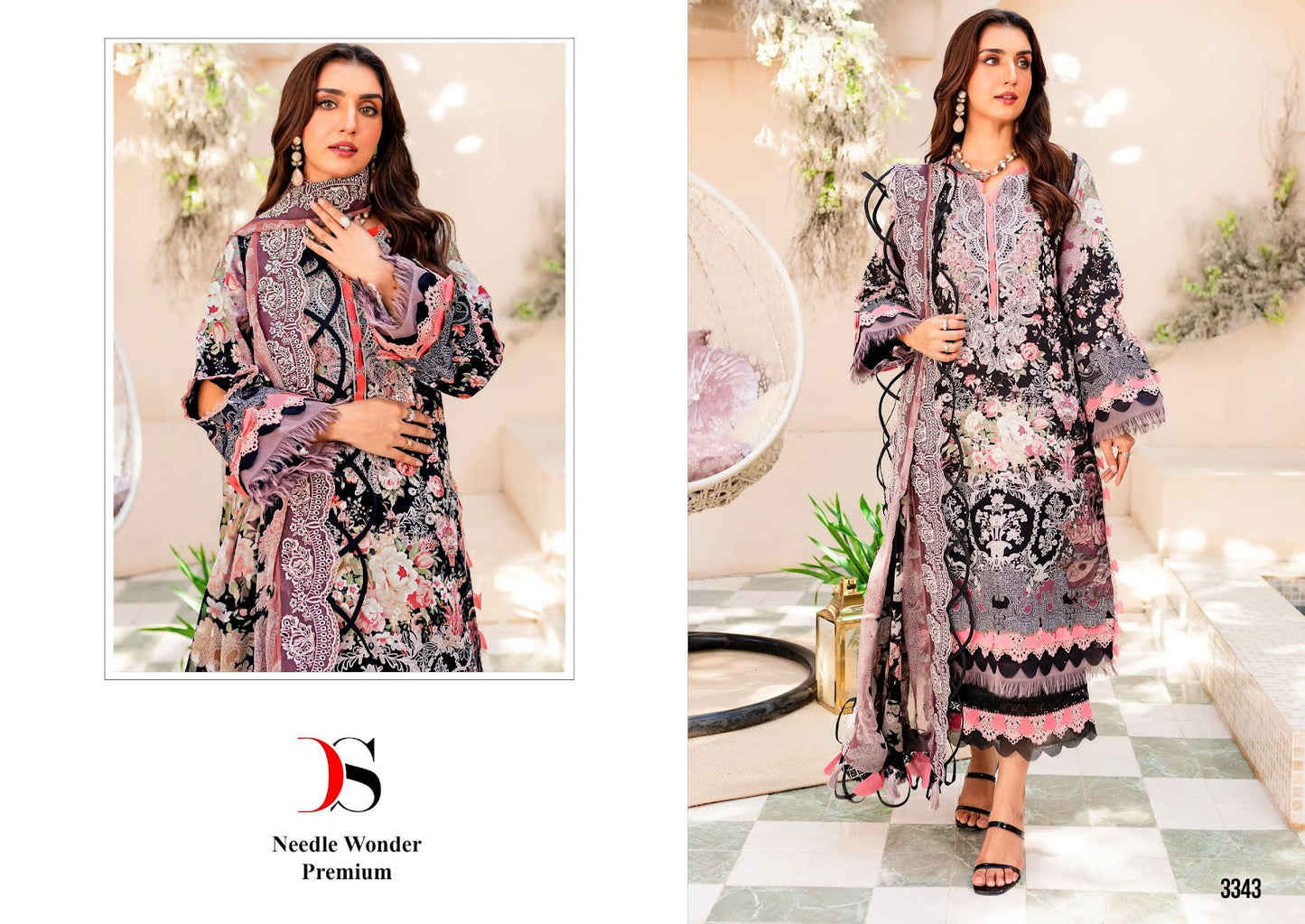 3343 Bk Deepsy Cotton Pakistani Patch Work Suits Wholesaler India